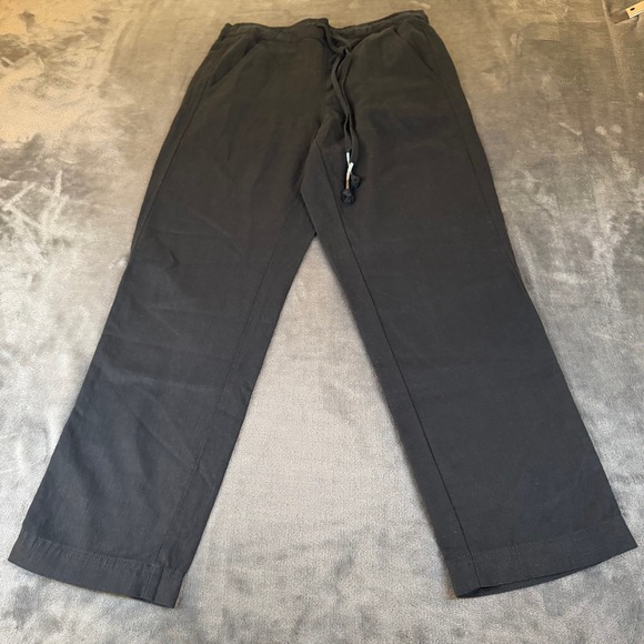 J. Crew Denim Re-Imagined Linen Blend Pants Black Drawstring Womens Extra Small - Picture 1 of 9
